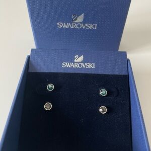 Swarovski Harley Pierced Earrings Crystal Silvernight